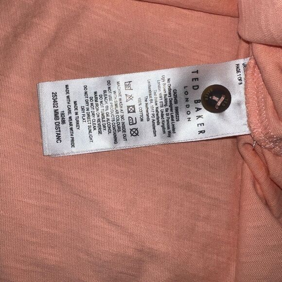 Ted Baker Mens Cotton Polo Shirt 6 XL Orange Peach Short Sleeve - Picture 7 of 9